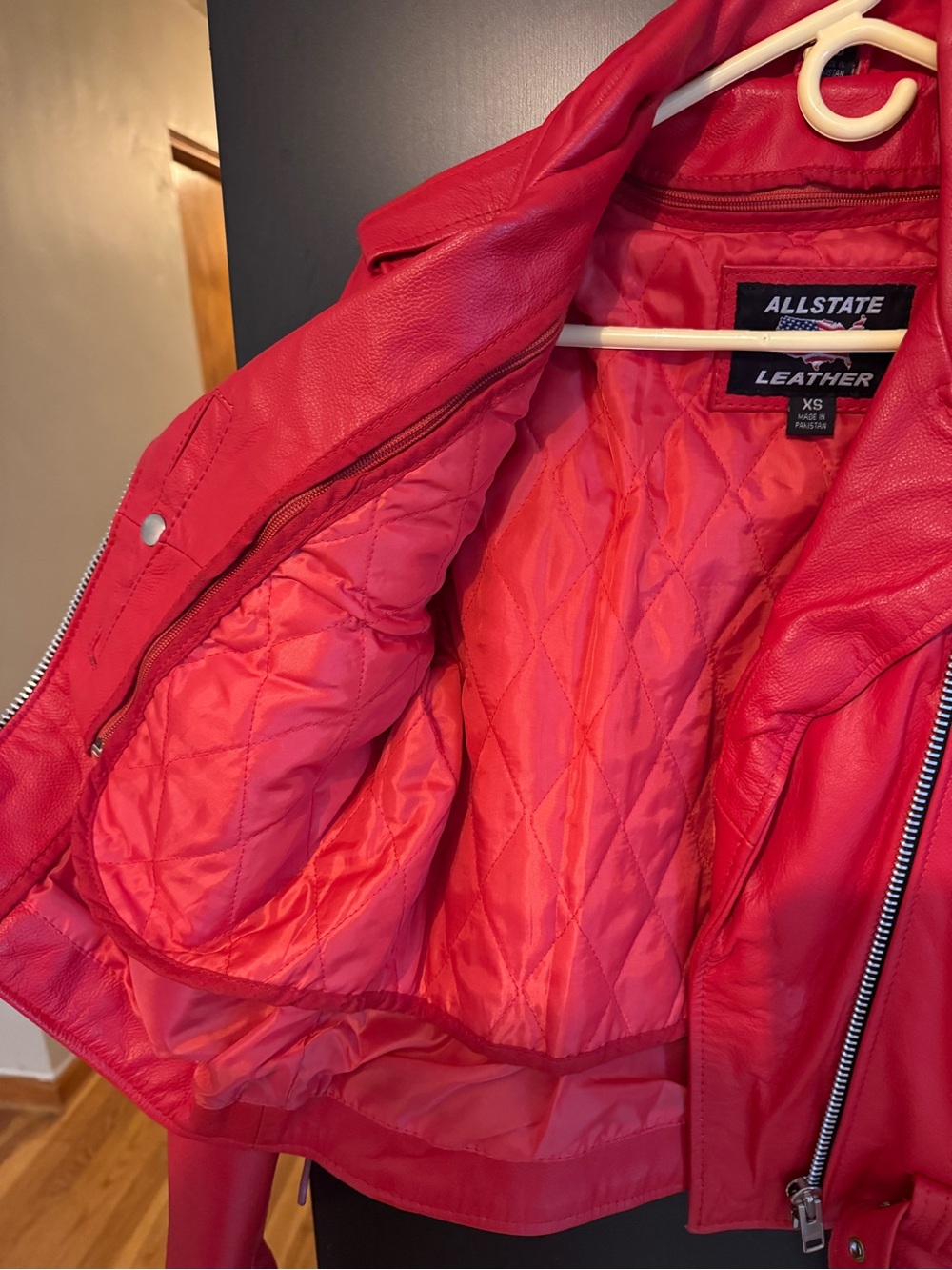 Red AllState Genuine Leather jacket - Picture 3 of 3